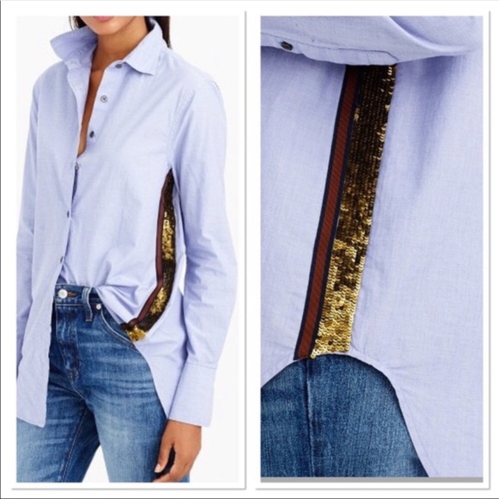 J crew sequined side striped shirt - size 2